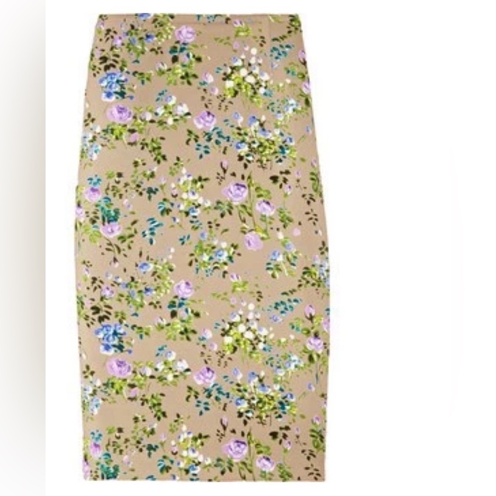 Floral Print Beige Pencil Skirt.